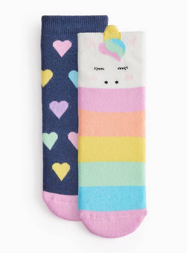 Pastel Rainbow Bright Welly Socks 2-Pack 4-6.5